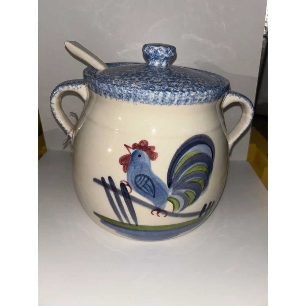 Vintage Farmhouse Style Soup Tureen w/Ladle White Ceramic California Pottery USA